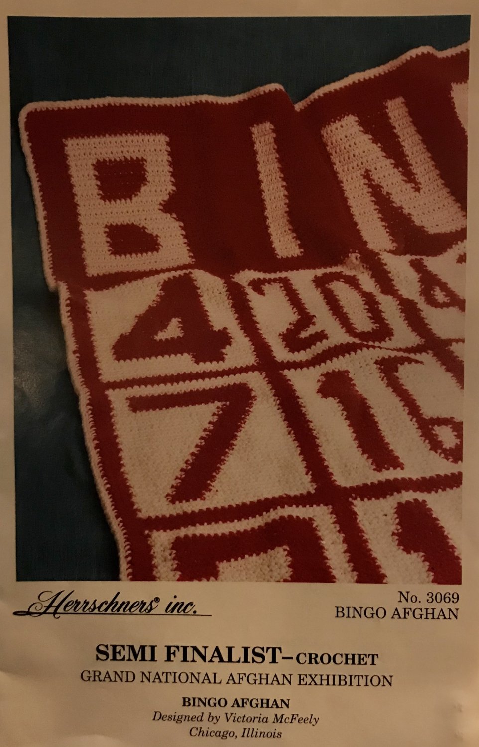 Herrschners BINGO afghan Crochet Pattern Semi-Finalist Grand National Afghan Exhibition 1992
