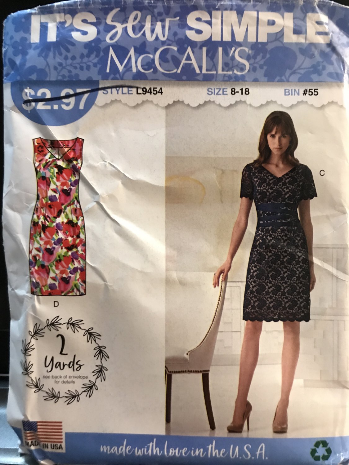 McCall's 9454 L9454 Misses Sew Simple Summer Dress with or without Lace Overlay 8-18 Sewing Pattern