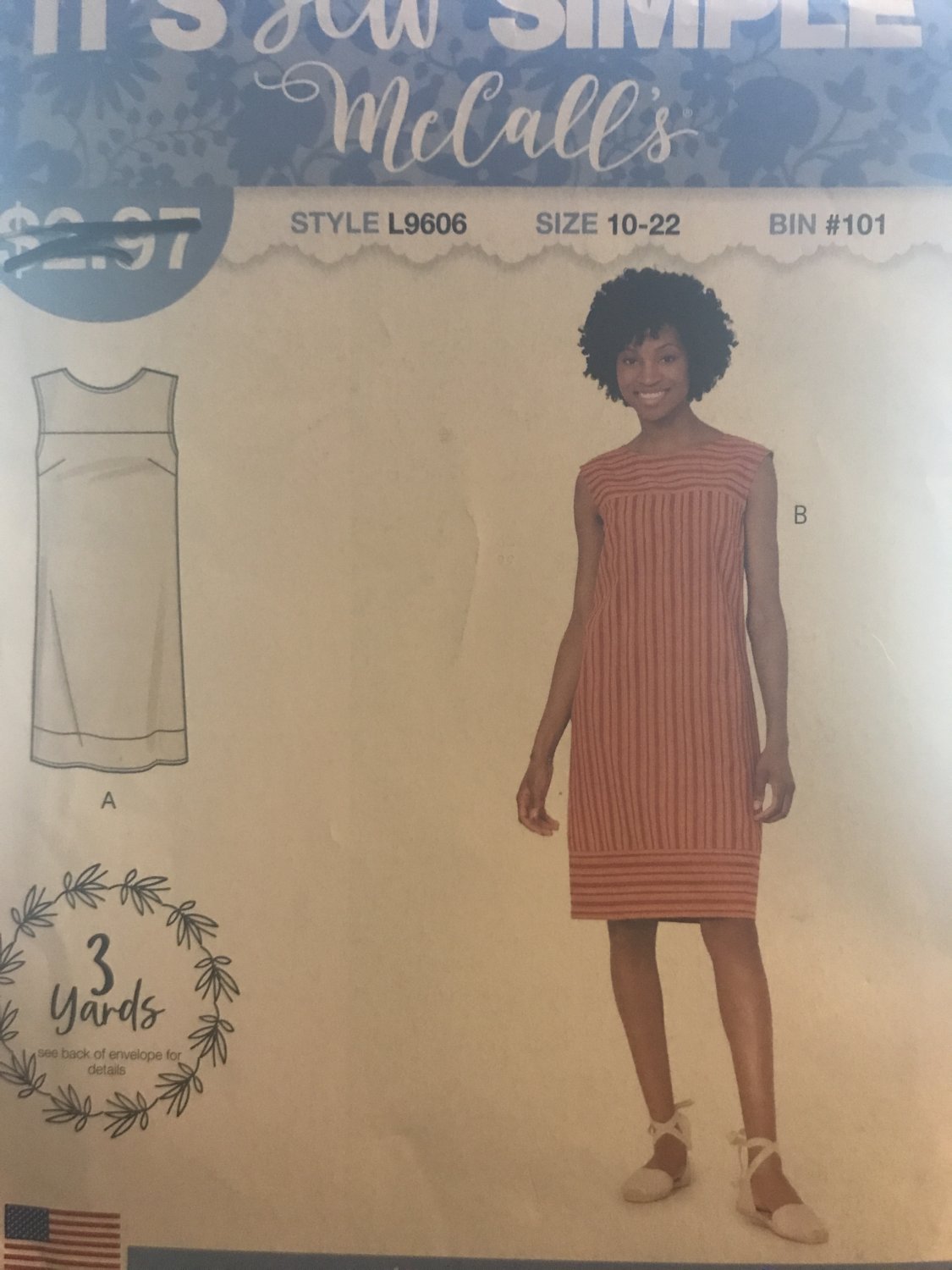 McCall's 9606 L9606 Misses Sew Simple Summer Sleeveless Dress Size 10 - 22 Sewing Pattern