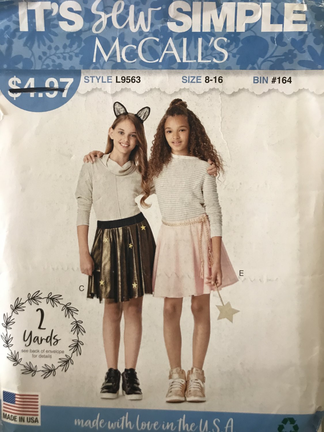 Mccalls Sewing Pattern 9563 L9563 girls' skirts with overlay size 8-16