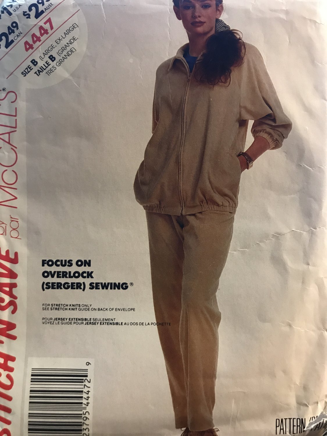 Stitch 'N Save by McCall's 4447 Misses' Jacket Pants Sewing Pattern size Lg - XL For Stretch Knits