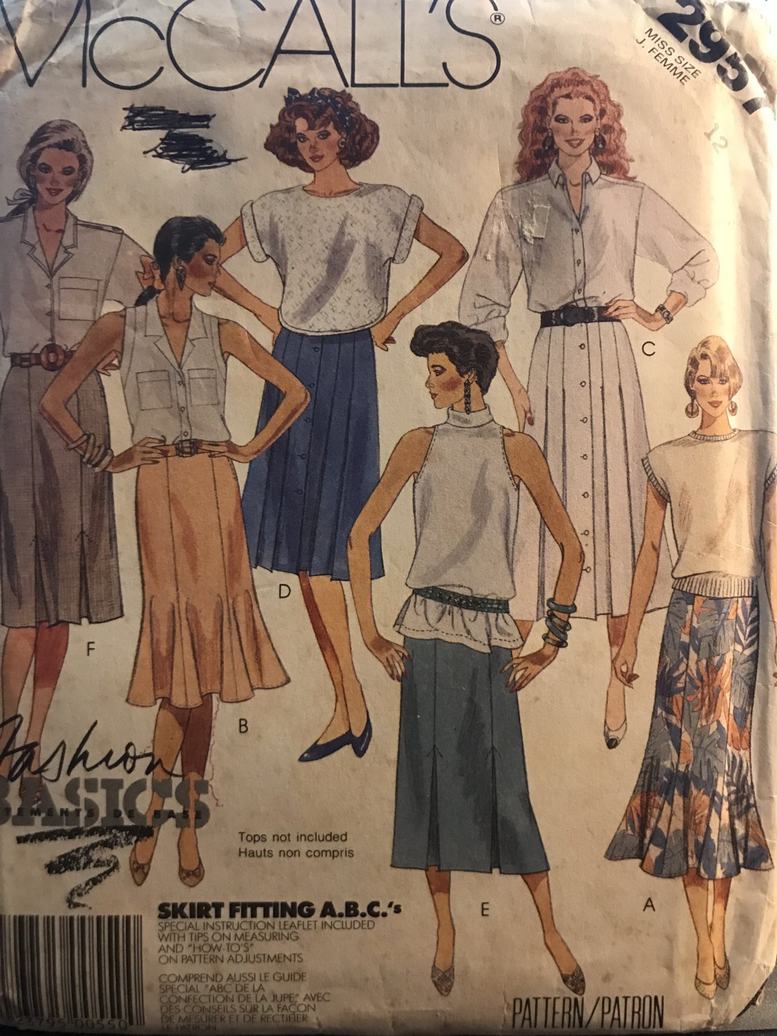 McCalls 2957 Misses' Skirts Six-gore, fitted & Flared Sewing Pattern Size Size 12