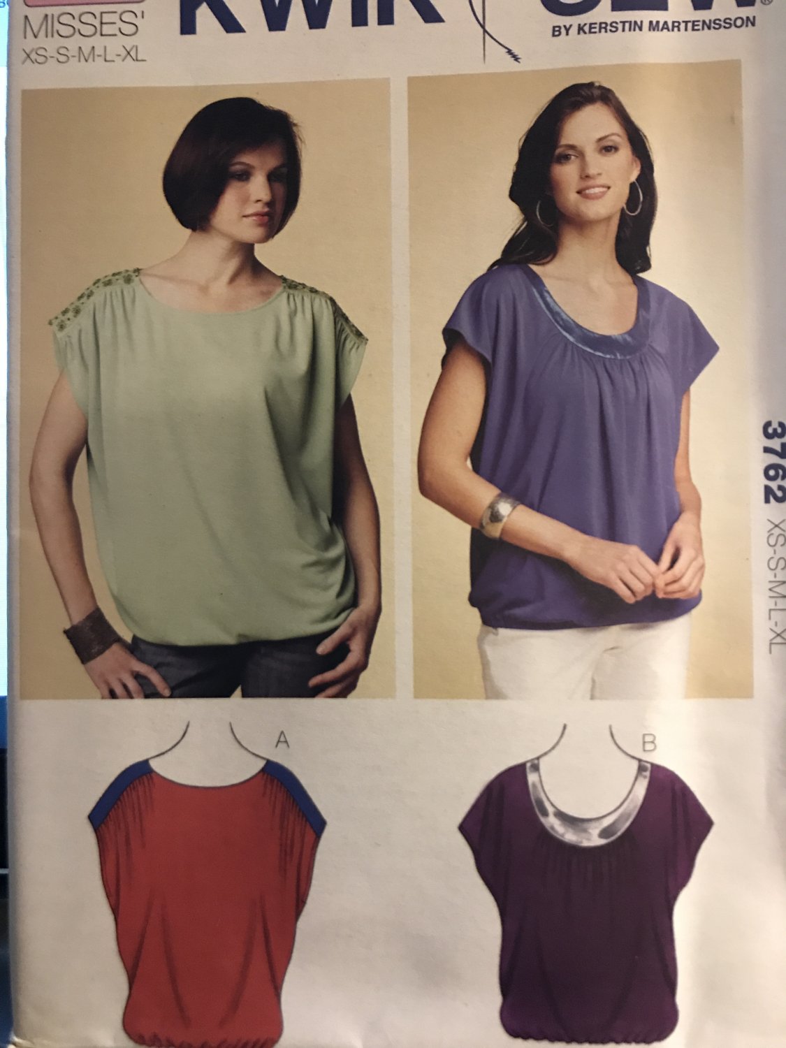 Kwik Sew 3762 Misses' Top Easy to sew Top Sewing Pattern Size XS to XL