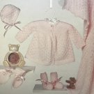 Baby Layette knitting pattern Hat, booties, sweater, mittens and afghan Bouquet 715