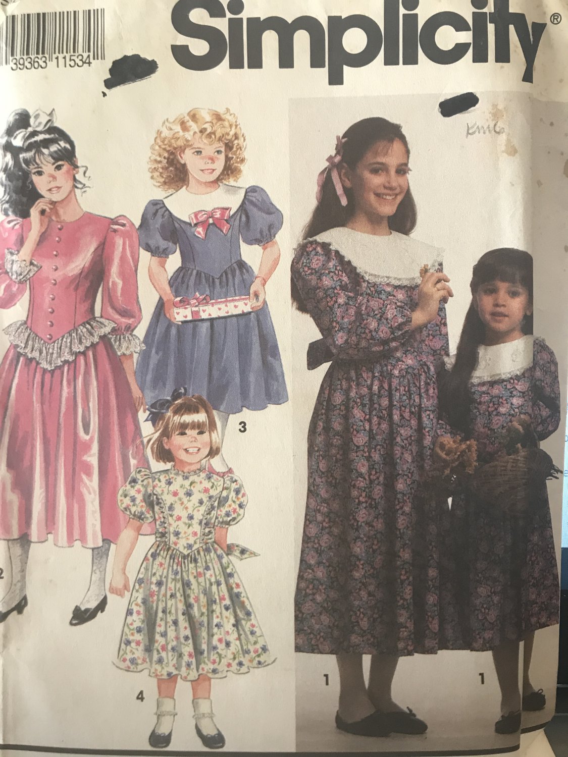 Simplicity 7404 Child's Dress with Collar and Trim Variations Sewing Pattern Size 3 - 6