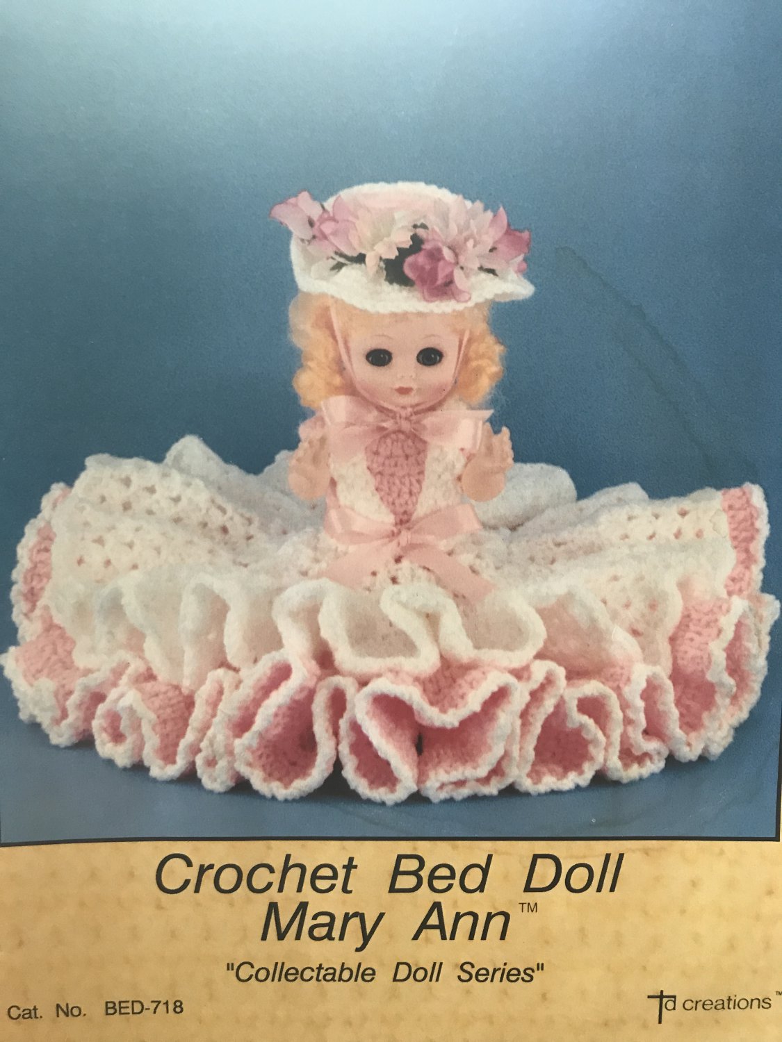 Crochet gown for Bed Doll Mary Ann TD Creations Collectable Doll Series Bed-718