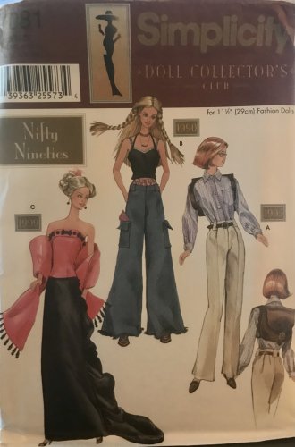 Simplicity Doll Collector's Club pattern 7081 Nifty 90's 11.5" dolls clothes