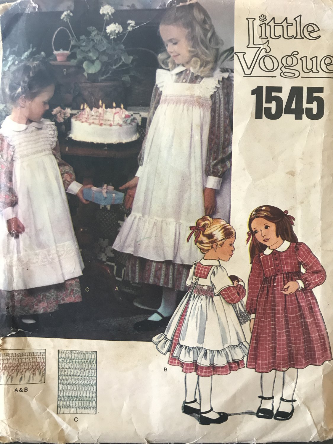 Little Vogue 1545 Children’s Dress and Smocked Pinafores Size 6 Sewing