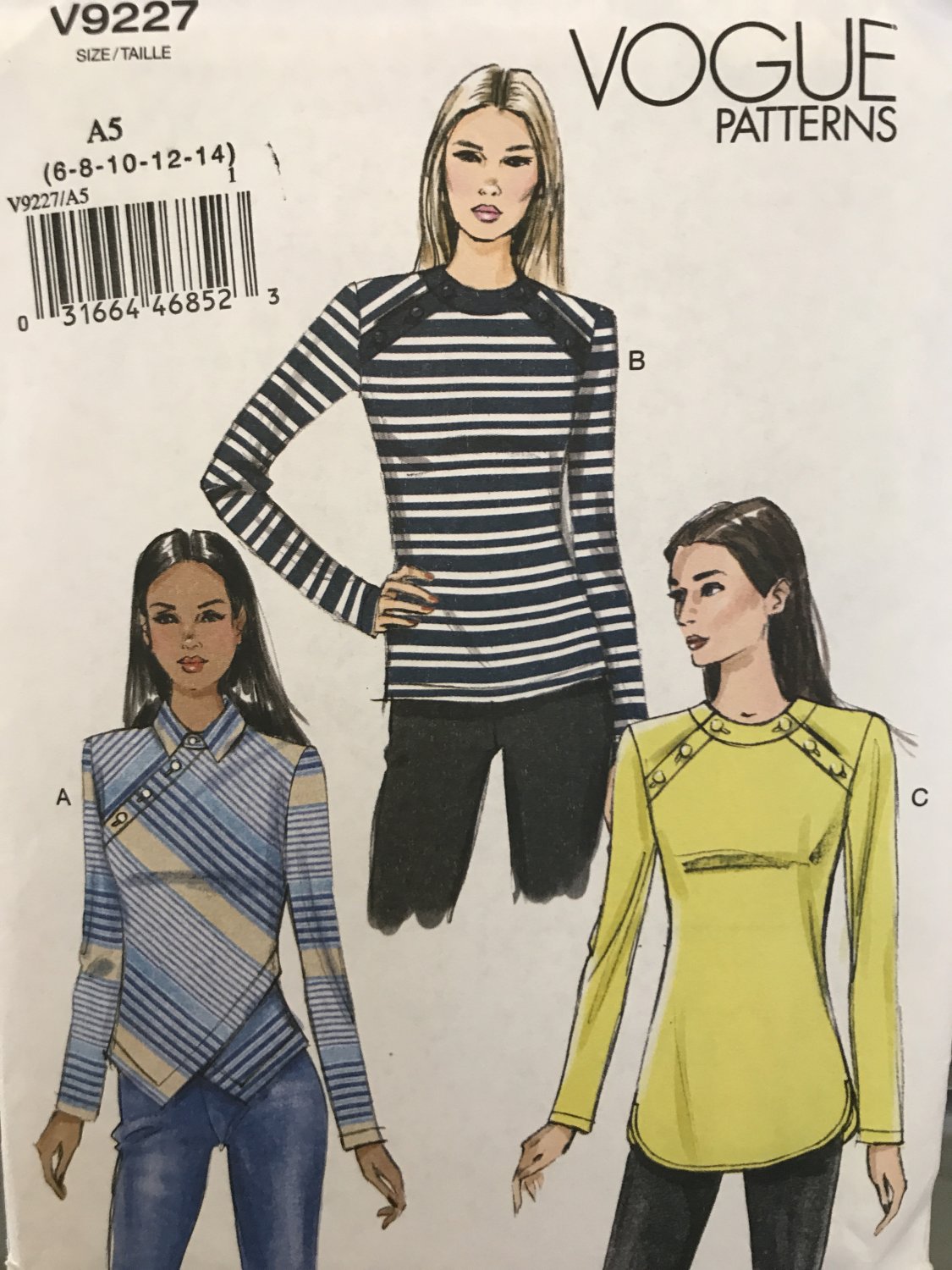Vogue 9227 Misses' Tops Sewing Pattern  Size 6-14