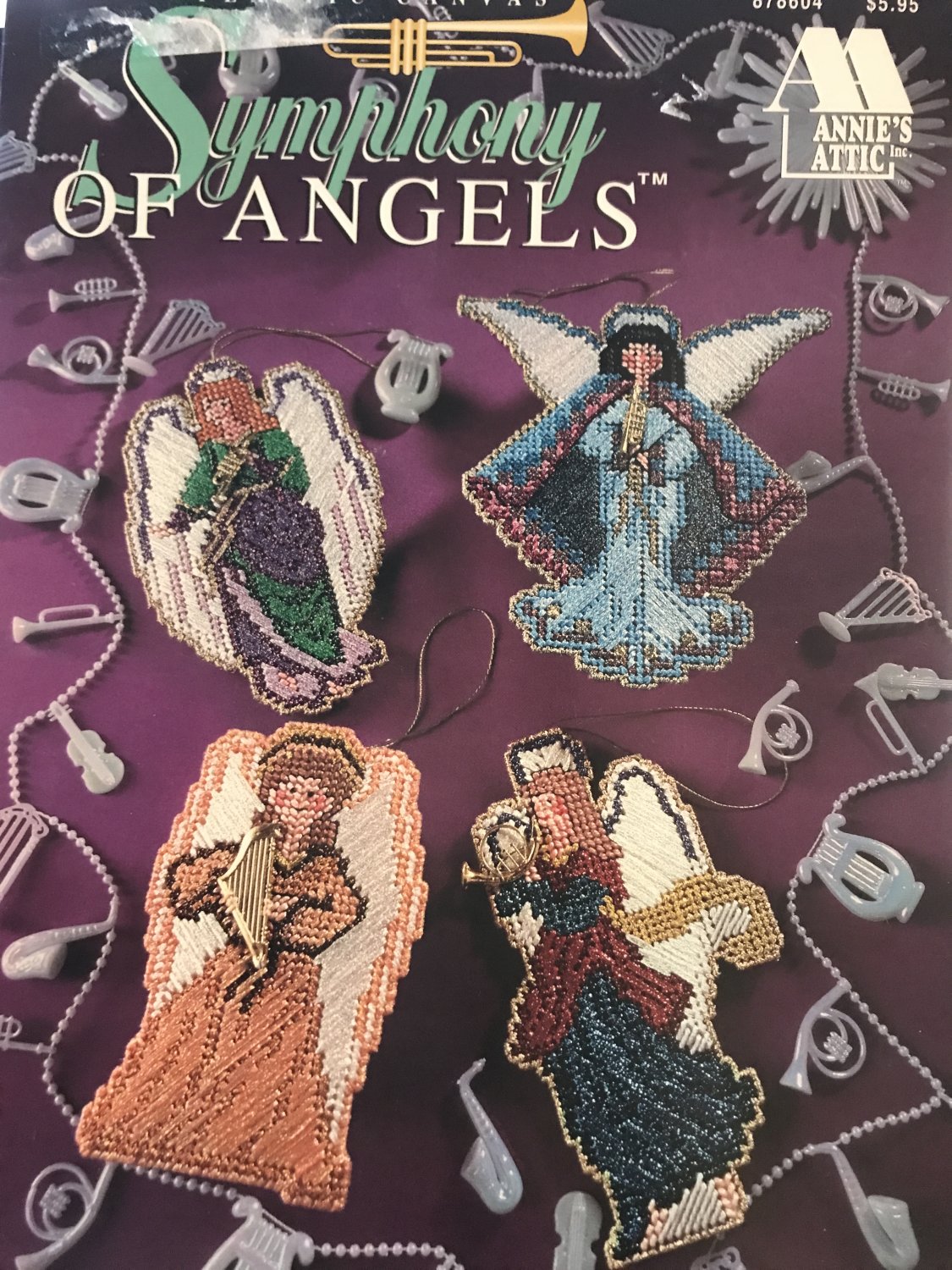 Annie's Attic 878604 Plastic Canvas Pattern Symphony of Angels Christmas Tree Ornaments