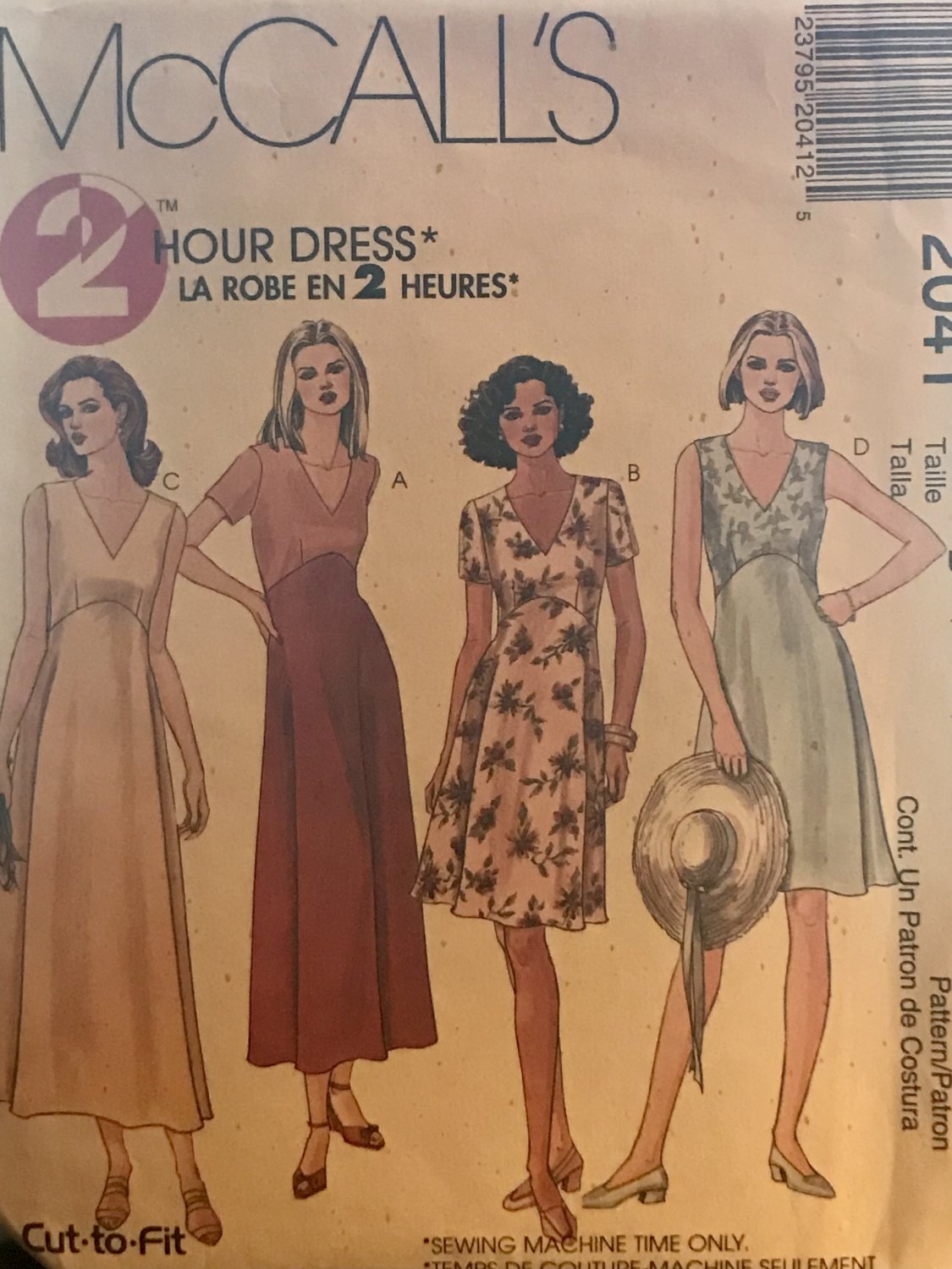 McCall's 2041 Misses'  Dress with Sleeve and length variations Size 8 10 12