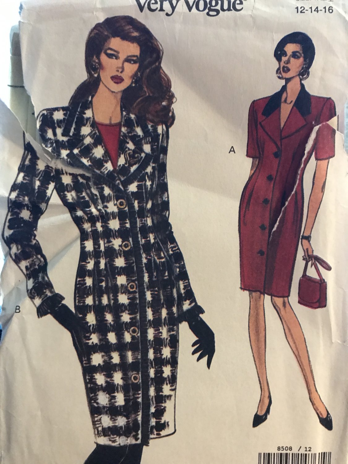 Vogue 8508 Misses' Loose-fitting coatdress Sewing Pattern size 12 14 16