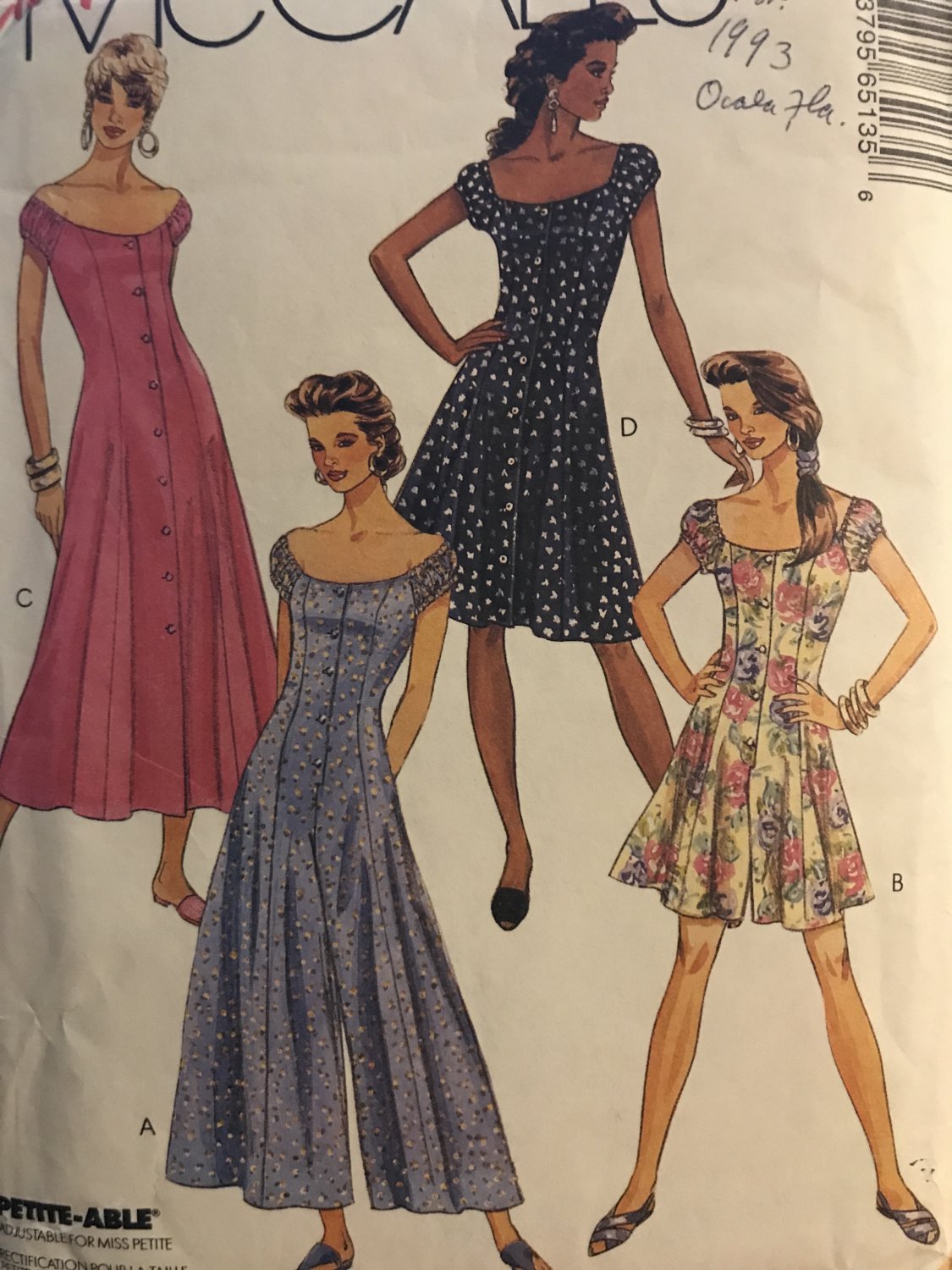 McCall's 6513 Misses' Jumpsuit Romper or Dress in two lengths sewing pattern Size 12 14 16