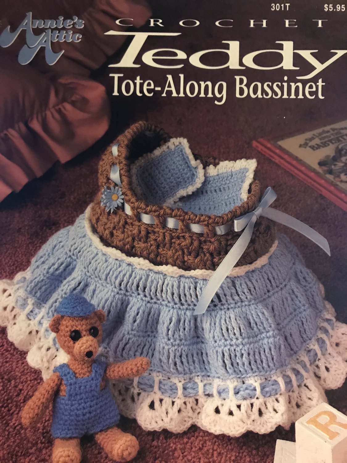 Annie's Attic Teddy Tote-Along Bassinet Crochet Pattern 301T