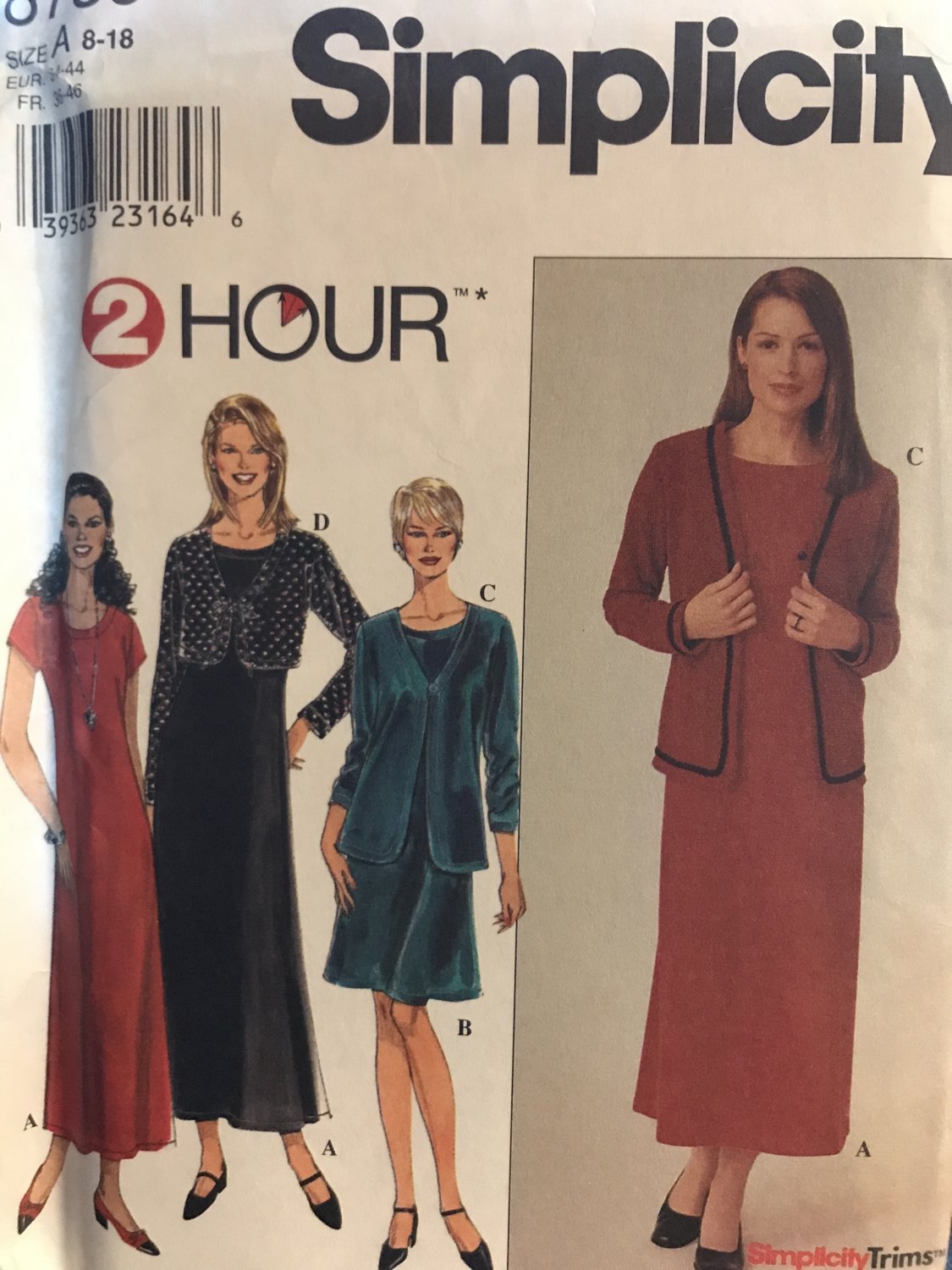 Simplicity 8789 Misses' 2 hour dress with jacket Sewing Pattern size 8 - 18