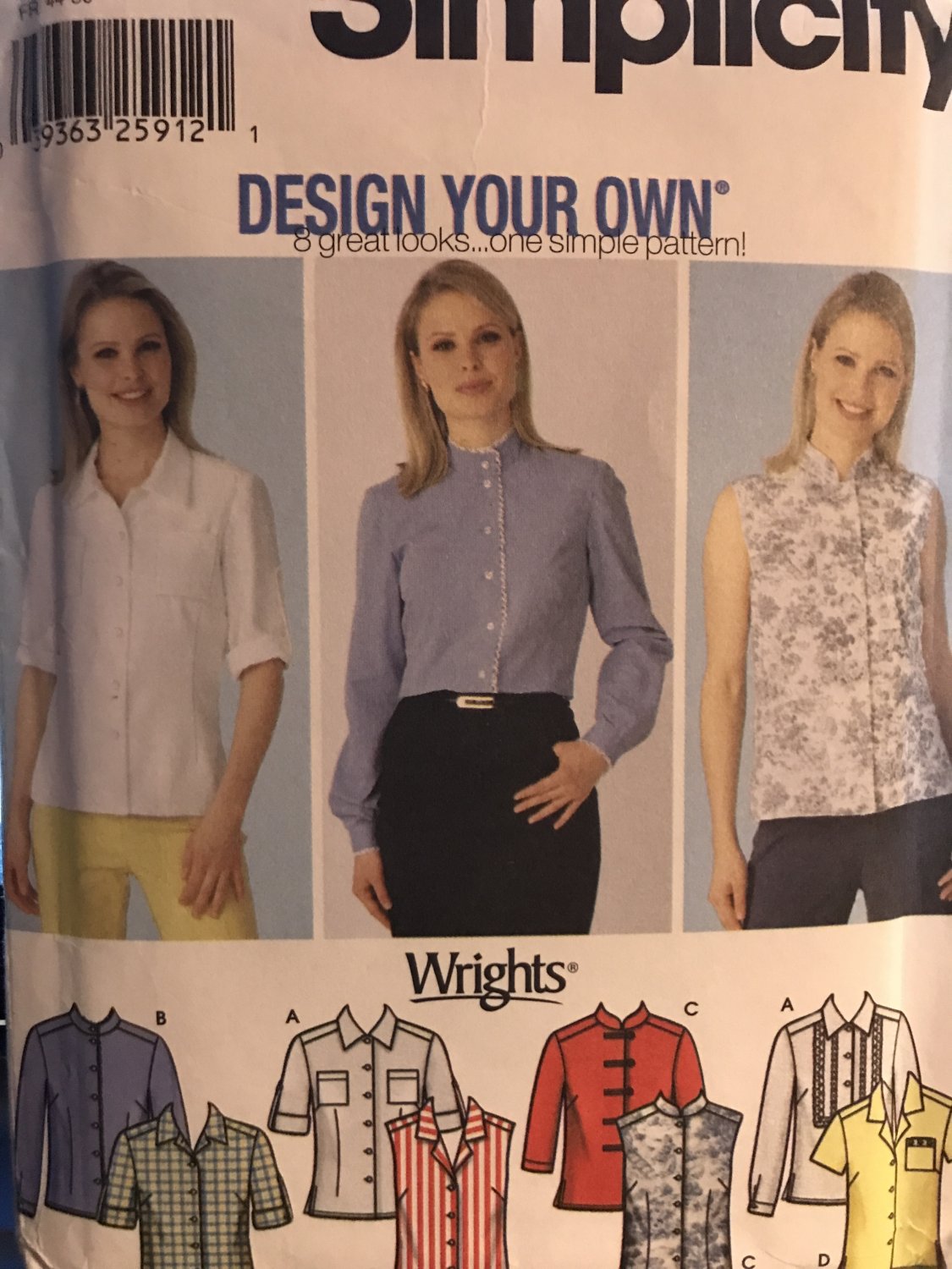 Simplicity 5963 Design your own Shirt plus size sewing Pattern size 16 18 20 22