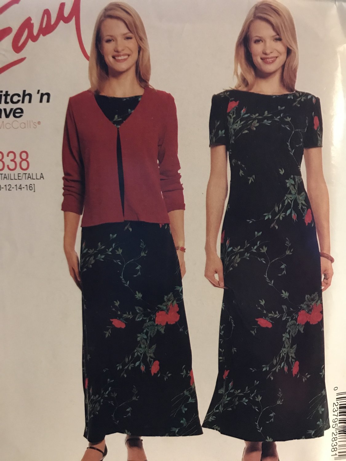 McCall's 2838 Misses' dress with jacket sewing pattern Size 10 - 16 easy stitch 'n save