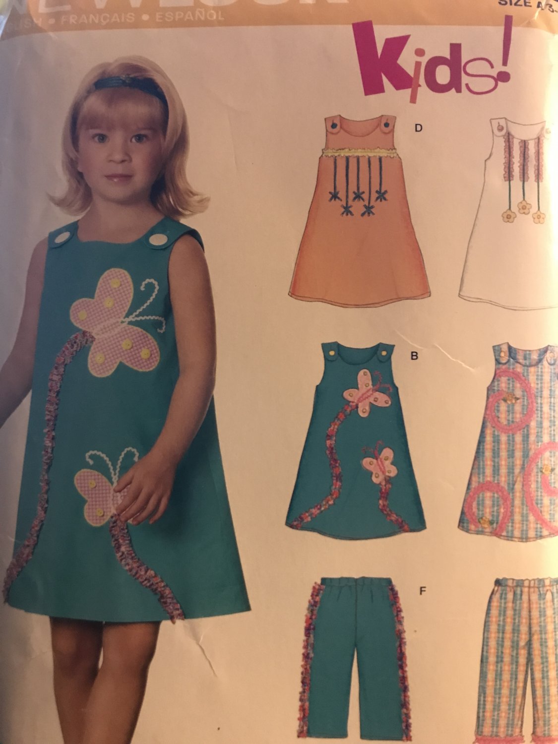 New Look for Kids 6695 Childs Dress and pants  SIZE 3 - 8