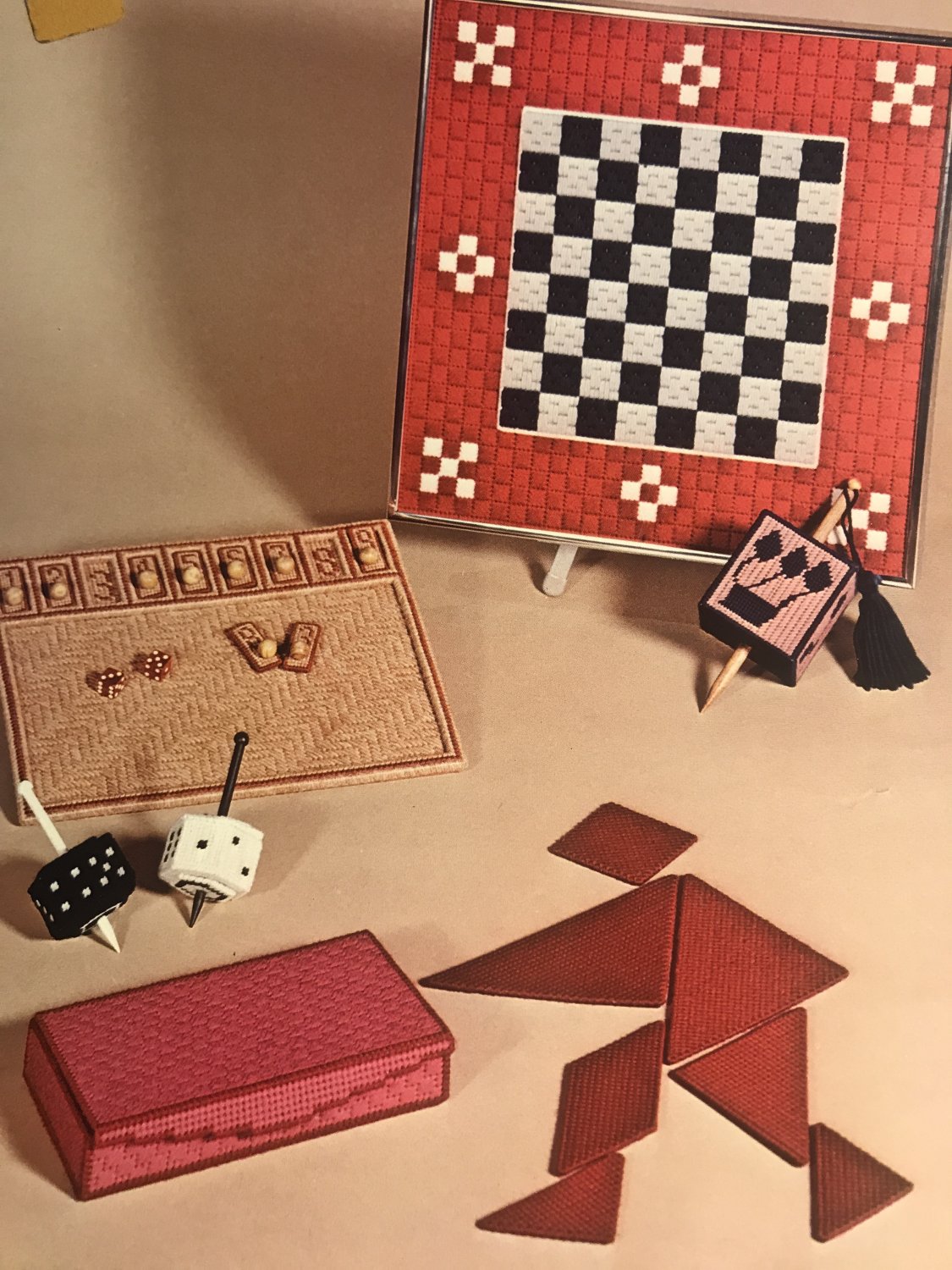 Checkers Chess Board Games in Needlepoint on Plastic Canvas Pattern by ...