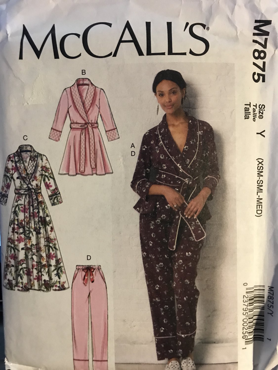 McCall's 7875 Misses' Robe or Jacket and Pants Sewing Pattern Size X-Small, Small,  Medium