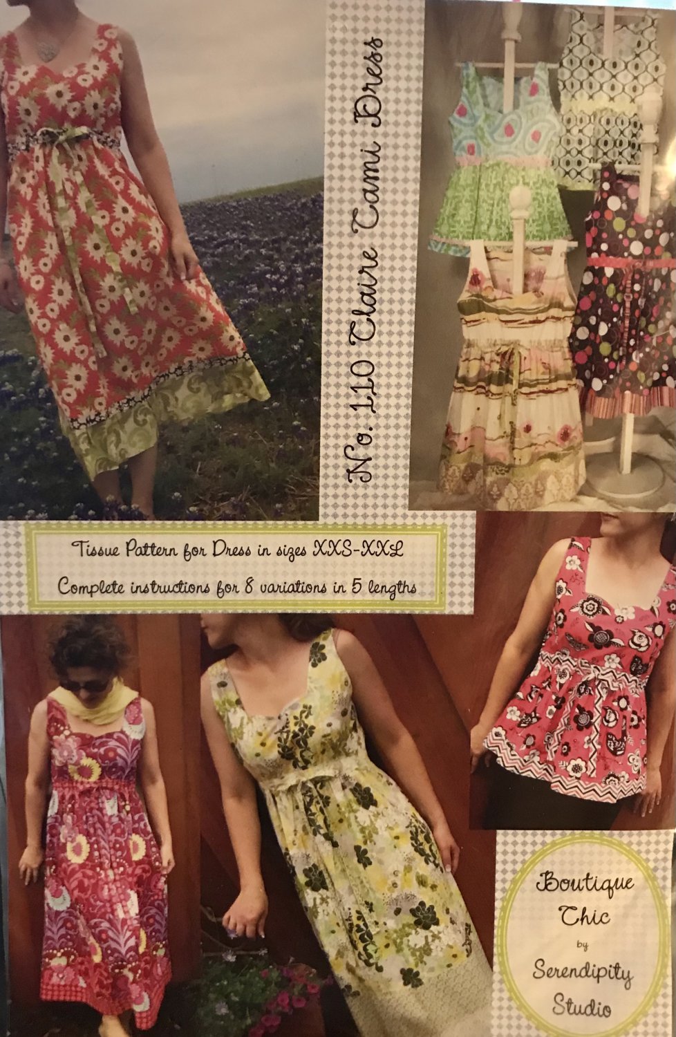 Serendipity Studio 110 Claire Cami Dress Pattern Size Xxs - Xxl (32-44")