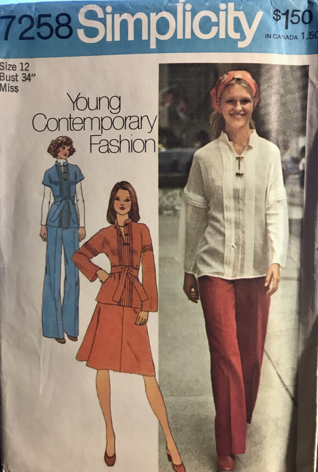 Simplicity 7258 Misses' Two-Piece Dress or Top and Pants sewing pattern size 12