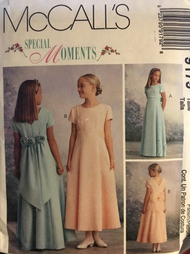 McCalls 9179 Girls Full Length Dress Flower Girl Special Moments Sewing PatternSize 10 12 14