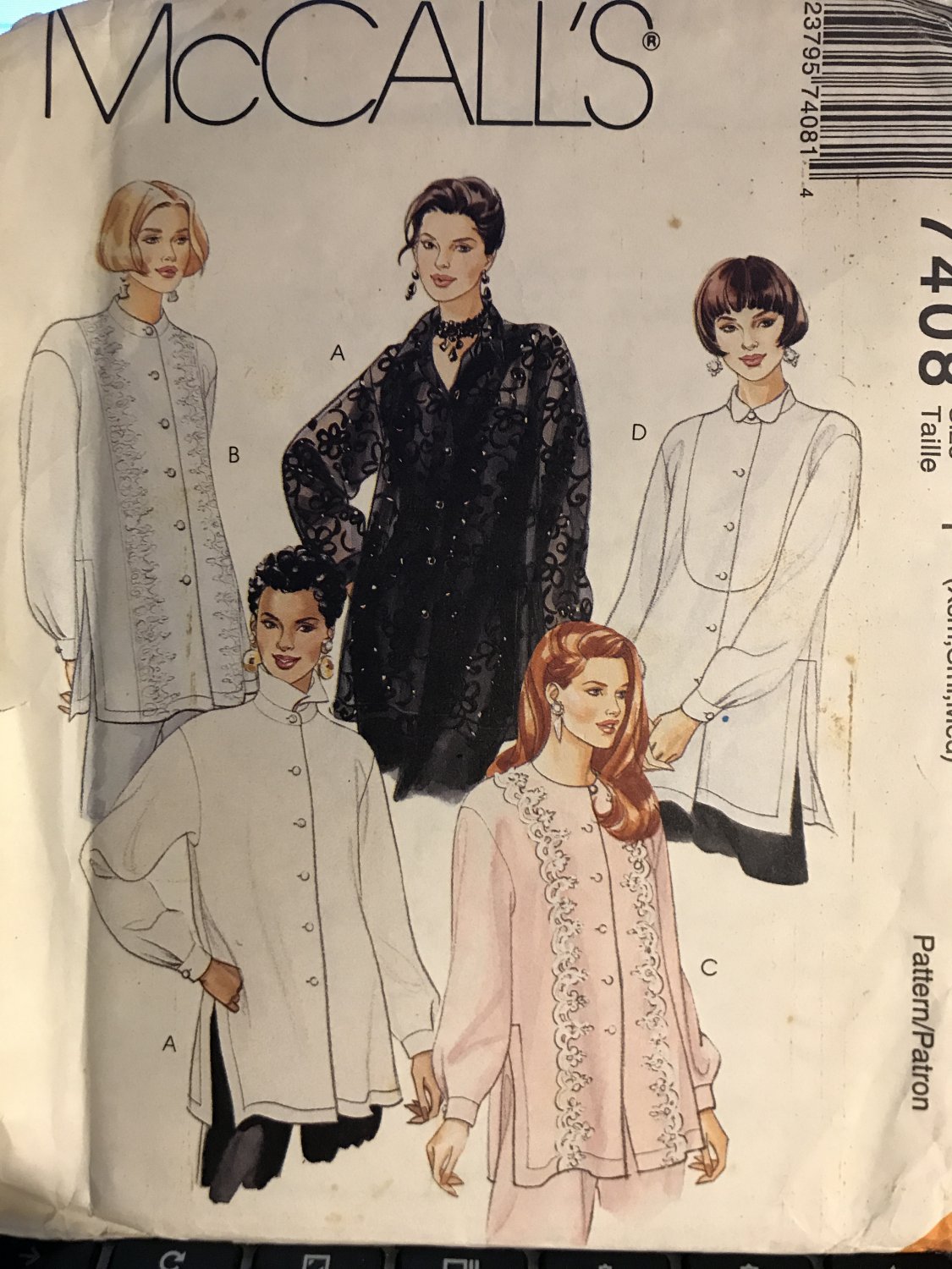 McCall's 7408 Misses' Tunic Top Sewing Pattern Size XSM, SML, Med