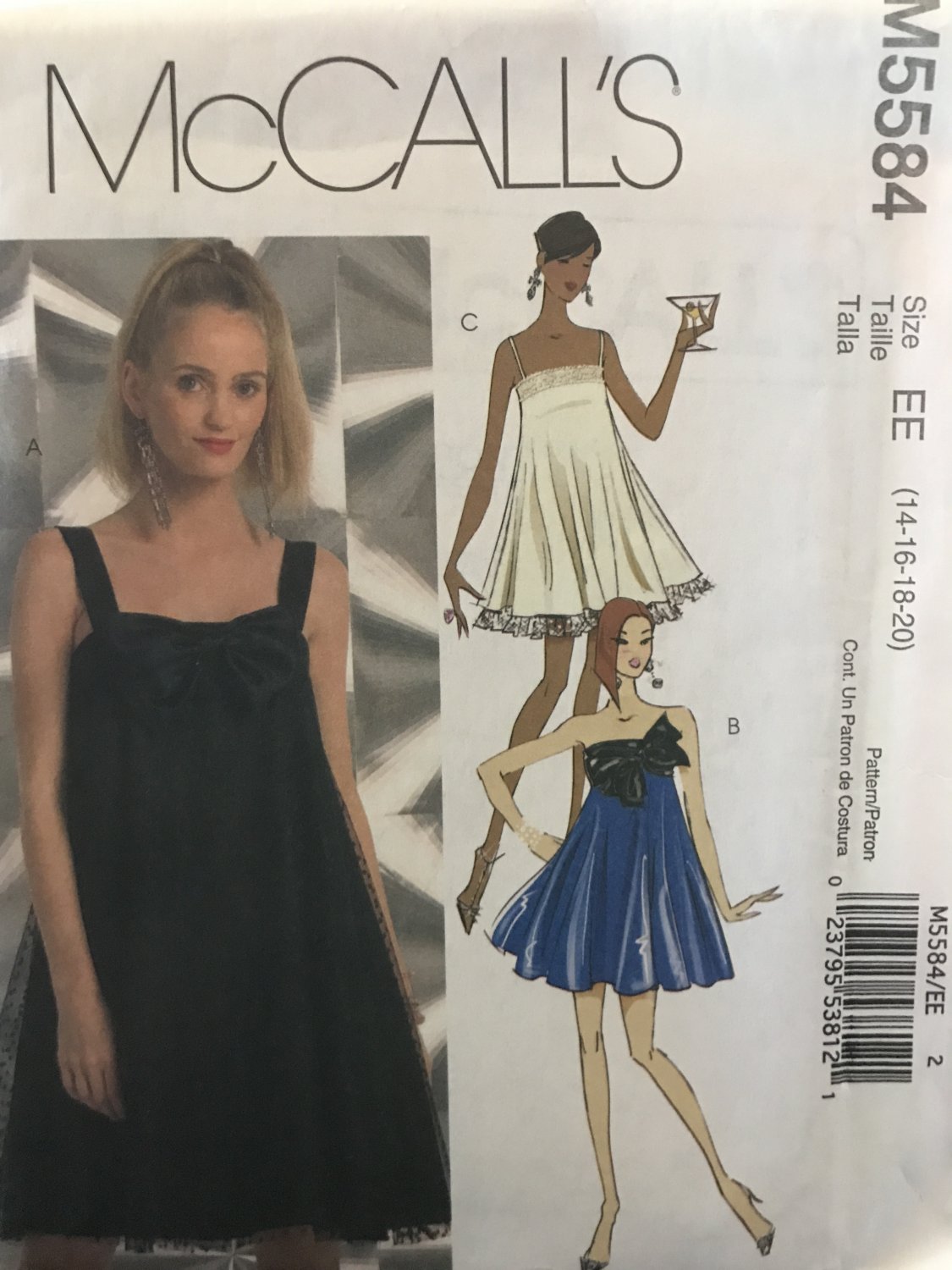 Mccalls 5584 Misses cocktail evening dress Sewing Pattern Sizes 14-20