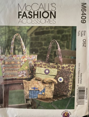 McCall's 6409 Bag Purse Sewing Pattern UNCUT