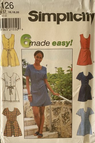 Simplicity 8126 Button Front Romper Misses Size 16-20 Sewing Pattern