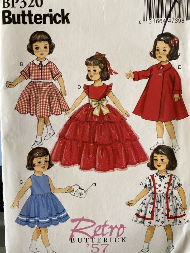 Retro Doll Fashions for 18" Doll  Sewing Pattern Butterick 6265 BP320 dolls
