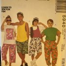 McCall's 5940 Girl's T-Shirt, Tank Top, Shorts, Pants, Hat size 12 14 Sewing Pattern