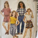 McCall's 7624 Girls' Top Shorts, Capris and Skirt size 10 12 14 Sewing Pattern