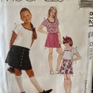 McCall's 8121 Girls' Top and Skirt size 10 12 14 Sewing Pattern