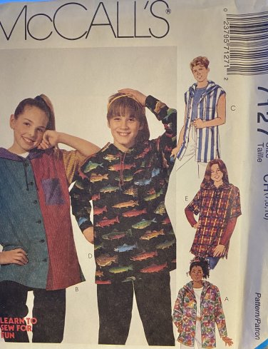 McCall's 7127 Girls' and Boys' Tops Sewing Pattern Size 7 8 10