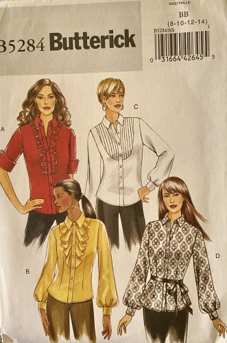 Butterick 5284 Misses' Shirt Blouse Sewing Pattern Size 8 - 14