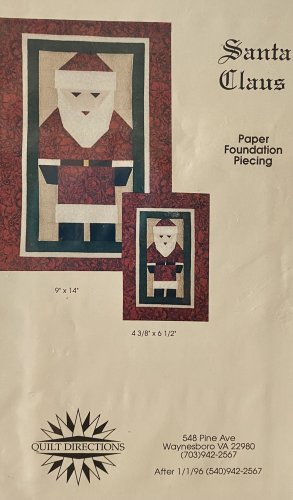 Santa Claus Paper Foundation Piecing Quilting Wallhanging 9" x 14" and 4 3/8" x 6 1/2"