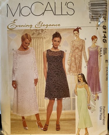 McCalls 9145 Sewing Pattern Mother of the Bride Bridesmaid Evening Elegance Size 14 16 18 UNCUT