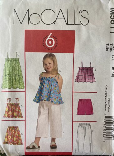 McCalls 5611 Girls Summer Top & Bottom Variations Size 6-7-8 Sewing Pattern