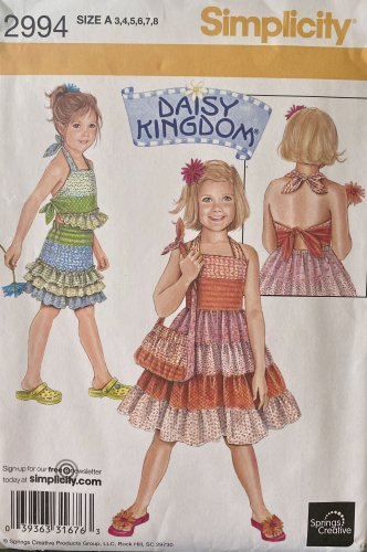 Simplicity 2994 DAISY KINGDOM - SUNDRESS, SKIRT, TOP, PURSE Sewing Pattern Size 3 - 8