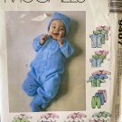 McCalls 9407 Layette Gown Romper Cap Booties Sz Preemie - 18 lbs Sewing Pattern