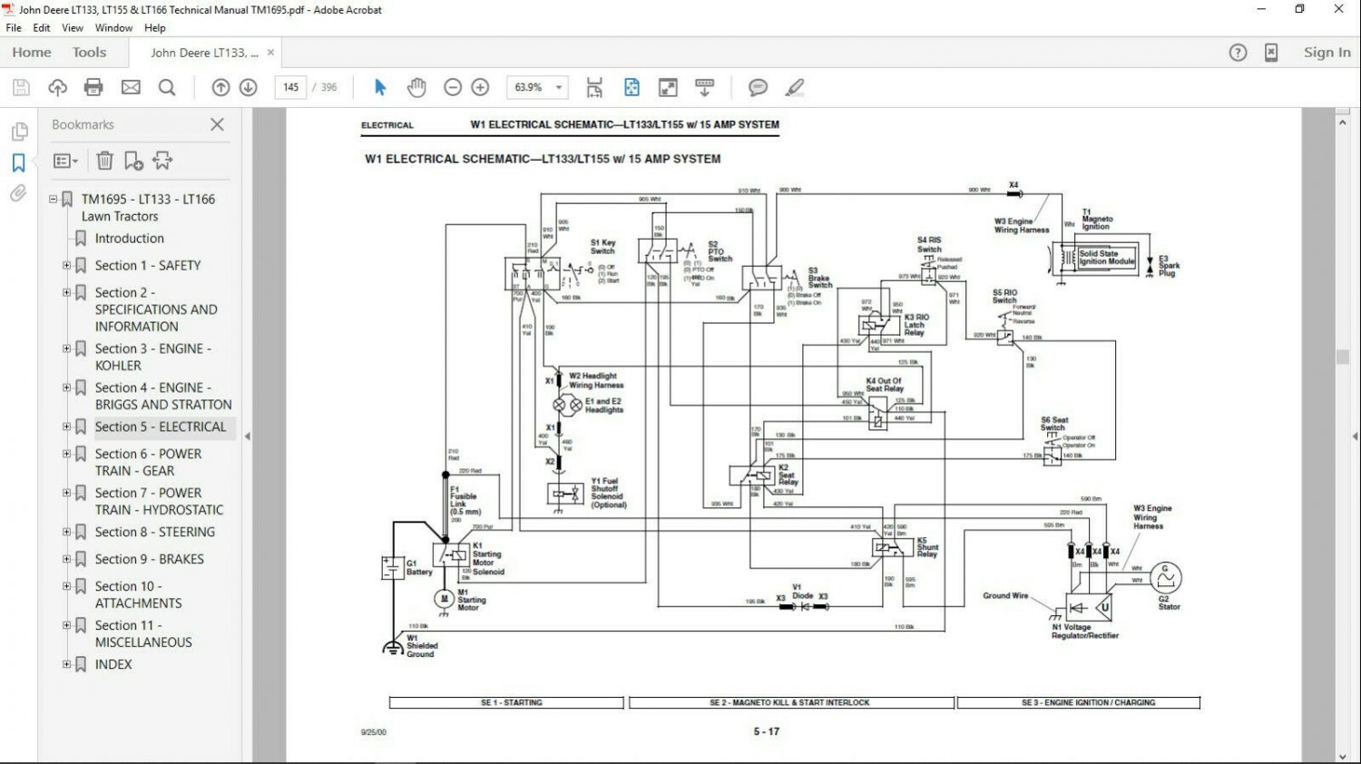 John Deere LT133 LT155 LT166 Tractor Technical Manual TM1695 On CD