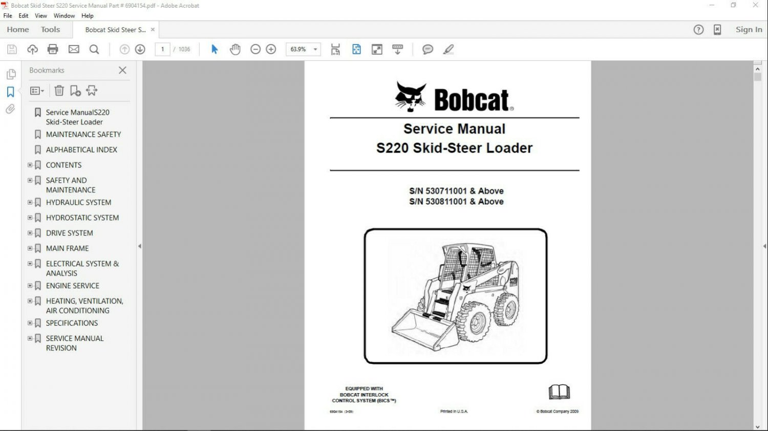 Bobcat S220 Parts Manual