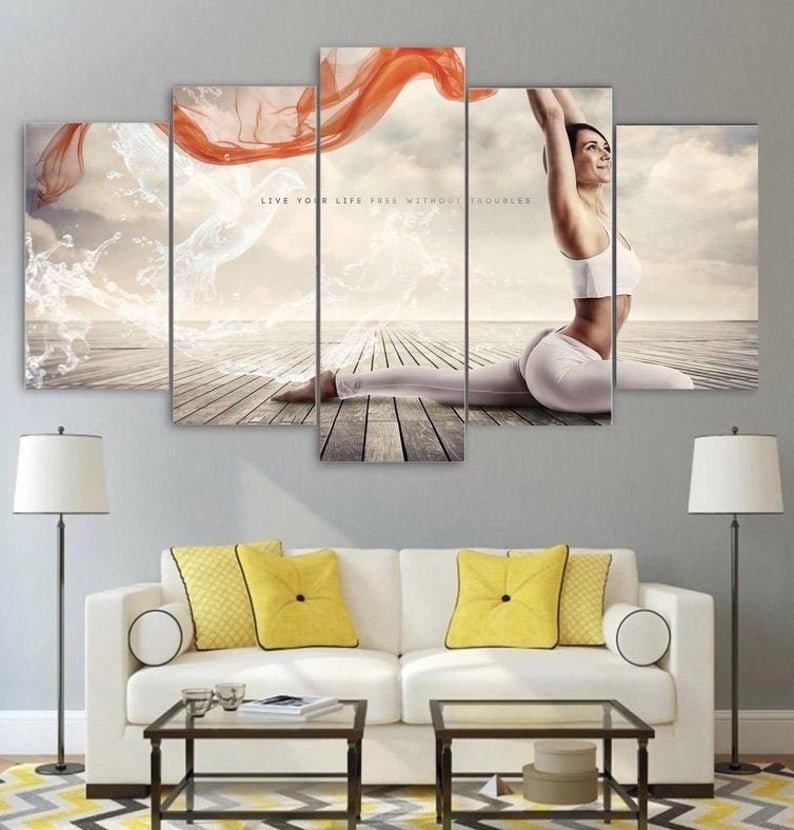 Yoga Canvas Framed Zen Home Decor Yoga Quote Wall Art Meditation Painting