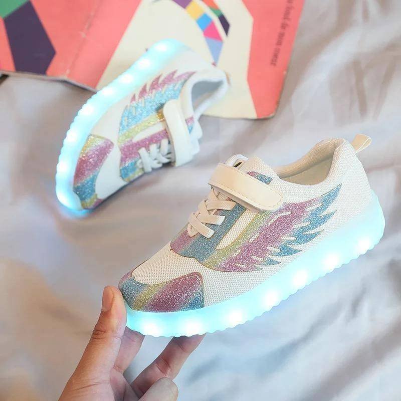 Kids LED Light-Up Sneakers USB Rechargeable Glowing Shoes