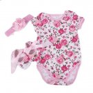 3pcs of Baby Girls Romper Tops Shoe Hairband Outfits