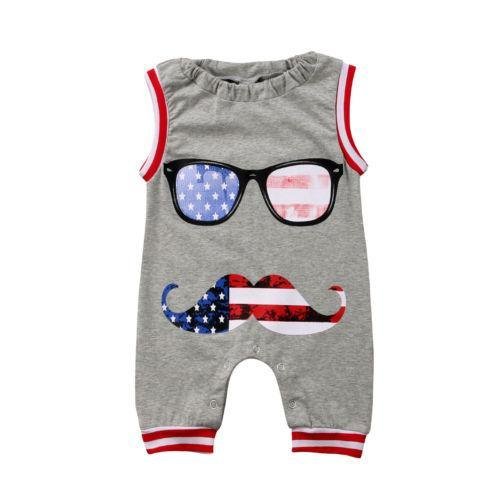 Baby Boy Cotton Beard Glasses Romper Jumpsuit Outfits