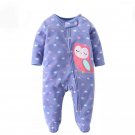 Baby Fleece Zipper O Neck Owl Bird Romper