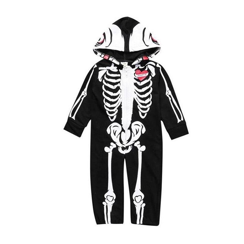 Baby Girl Boy Skull Zipper Romper Hooded Jumpsuit Costume